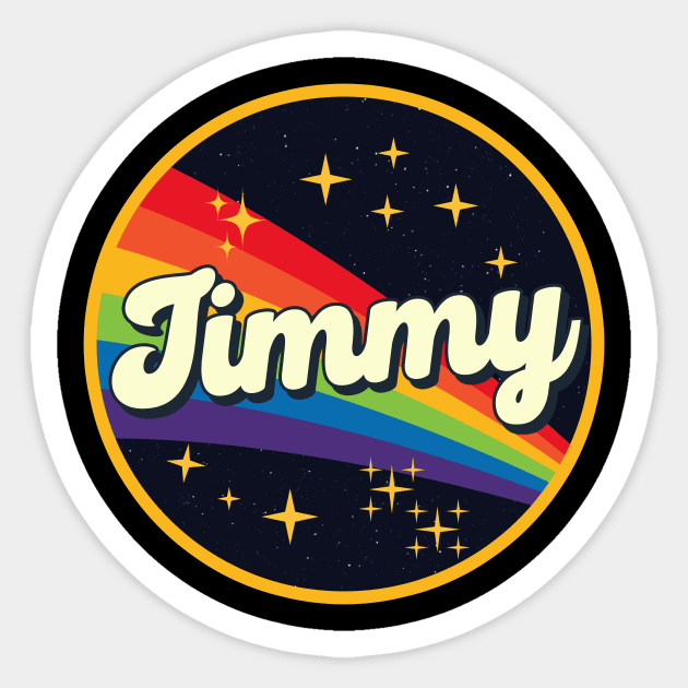 Jimmy // Rainbow In Space Vintage Style Sticker by LMW Art